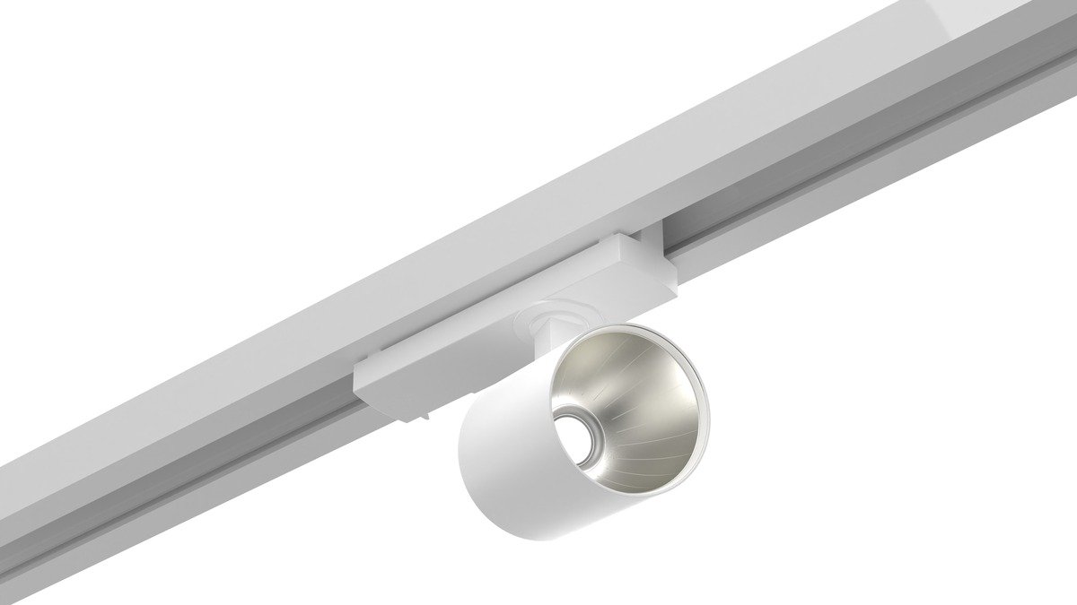 GlowPro LED-Schienenstrahler in Weiß an einer 3-Phasen-Schiene